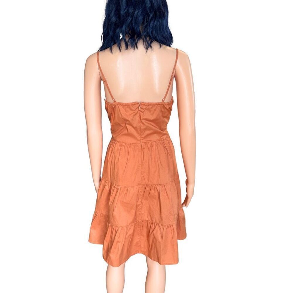 RACHEL Rachel Roy Tiered Mini Dress 8 NWT Orange Tie Front Sleeveless Summer - Picture 5 of 6